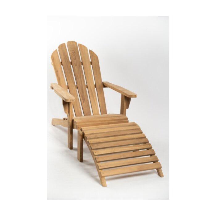 teak houten loungestoel met voetenbank