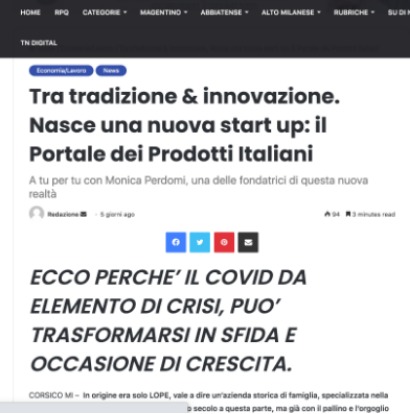  Nasce una nuova start up: il Portale dei prodotti Italiani