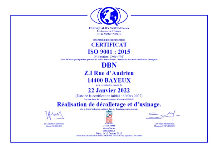 Certification ISO 9001:2015 renouvelée