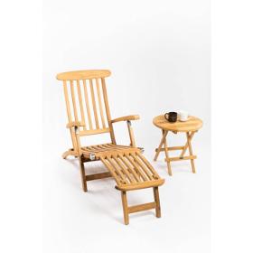 deckchair ligstoel met tafeltje teak hout