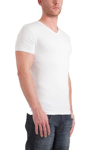 Garage T-Shirt V-neck bodyfit White Stretch ( art 0202)